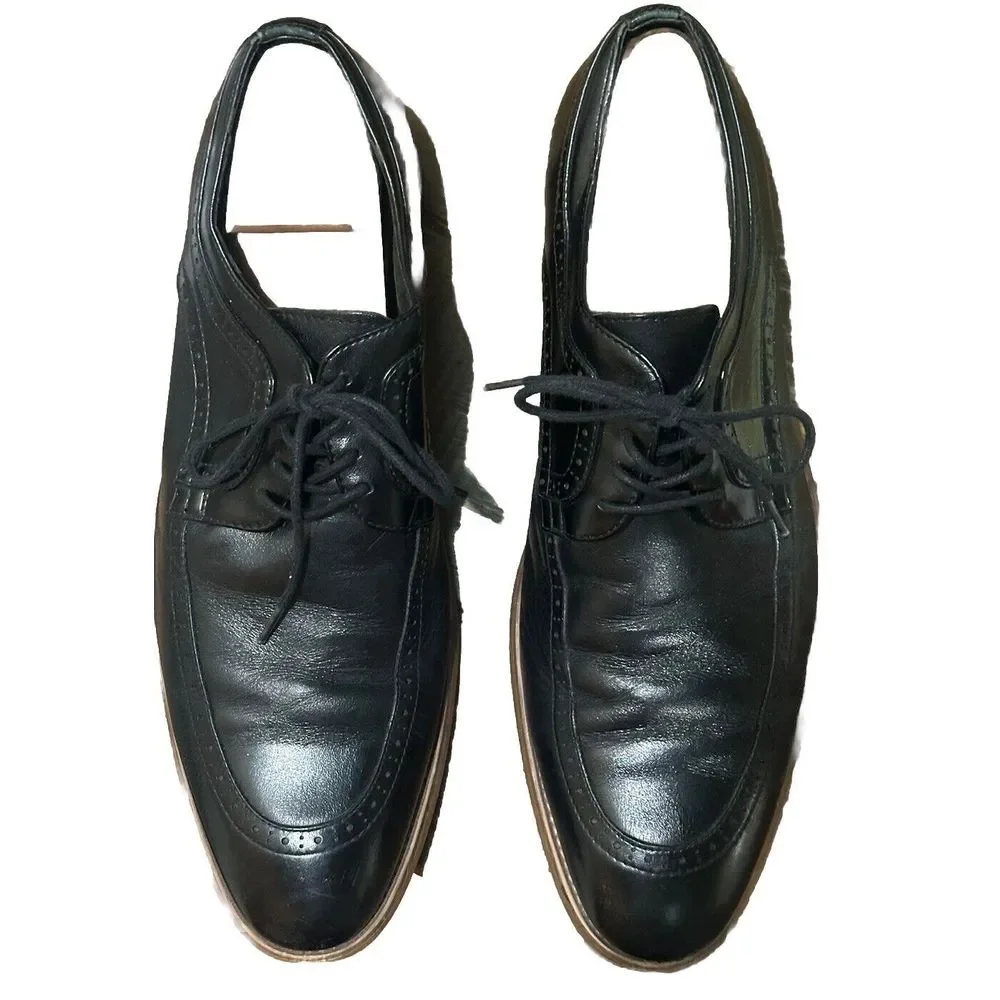 Stacy Adams Men's‎ Dwight Moc Toe Oxford Black Leather Dress Shoes Size 13M EUC